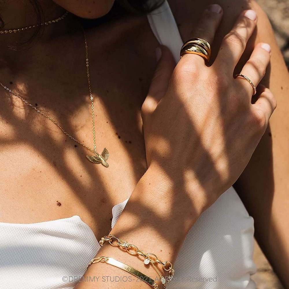 Dainty Gold Ankh Cross Necklace 18K Gold Filled Simple Pray for Peace Ankh Cross - Picture 4 of 5